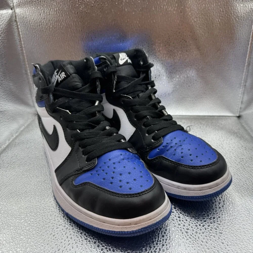 Size 7 - Nike Air Jordan 1 Retro High OG White Black‎ Blue Mens Athletic Sneaker